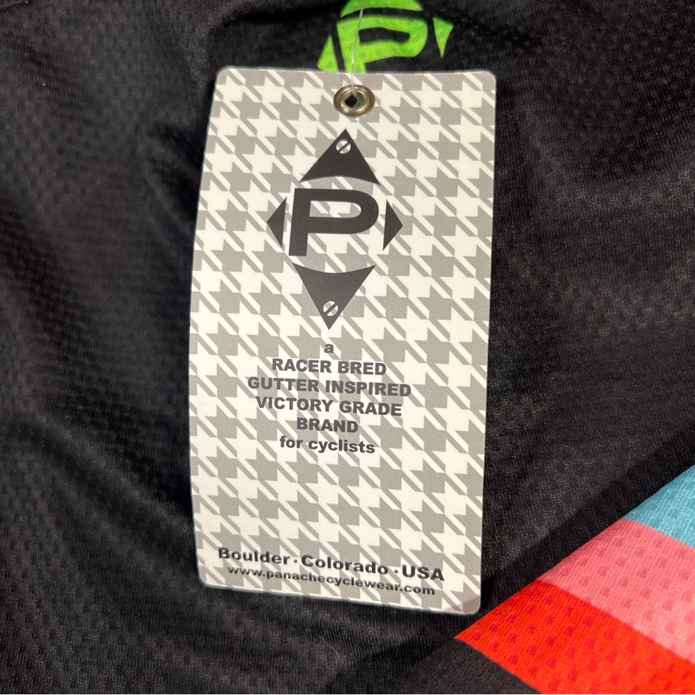 PANACHE Boulder Colorado Cycling Jersey XS Race Cut Bicycle Wt Blk Green Teal Pi - Picture 6 of 10